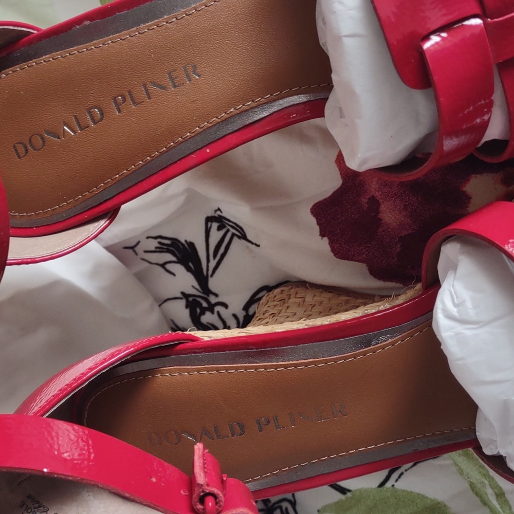 DONALD J PLINER ESPEDRILLE WEDGE SANDALS *🍅RED/NWOB - Picture 12 of 17